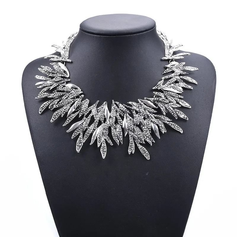 Silver Ethnic Coin Necklace – Boho Maxi Collar Jewelry for Women
