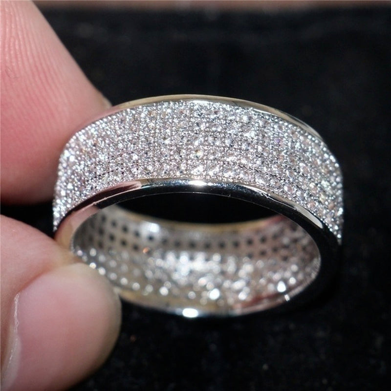 Silver & Gold Zircon Ring – Elegant Round Engagement & Wedding Jewelry