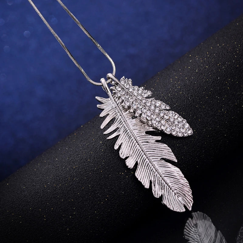 Geometric Crystal Statement Necklace – Long Pendant for Women