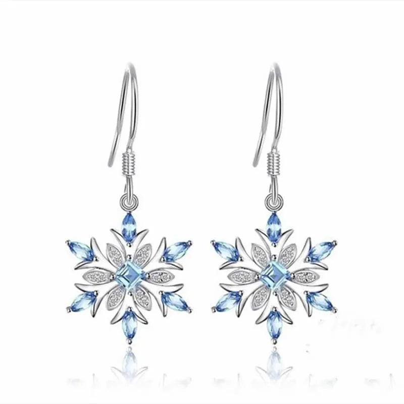 Aquamarine Snowflake Earrings | Fashion Jewelry for Women