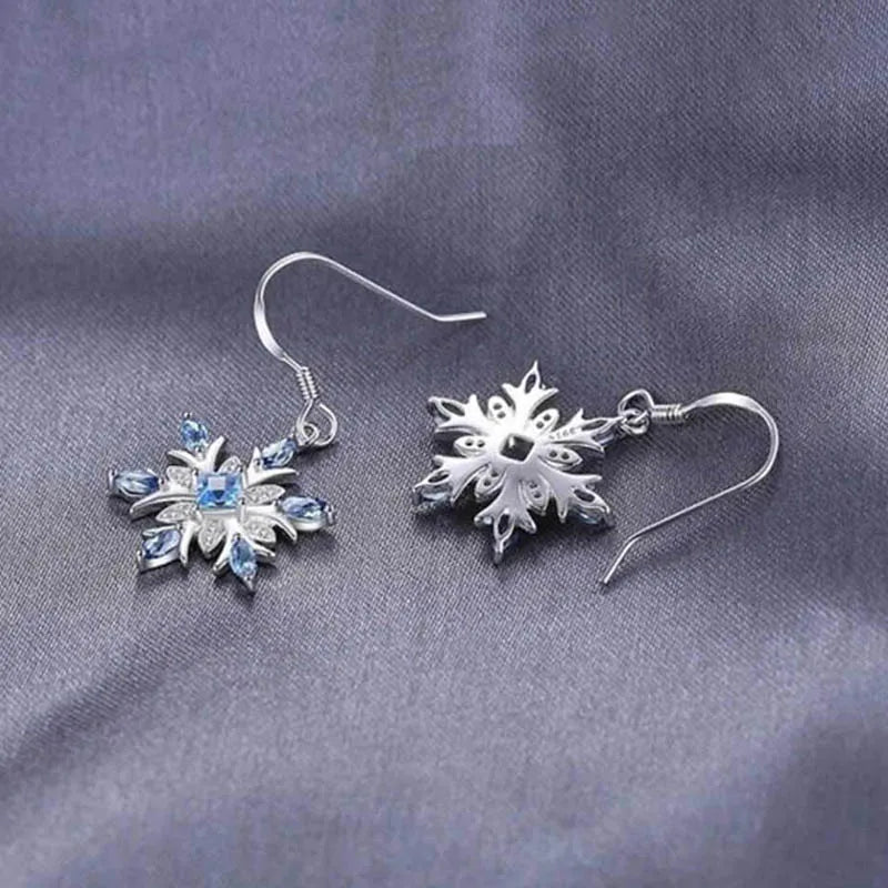 Aquamarine Snowflake Earrings | Fashion Jewelry for Women