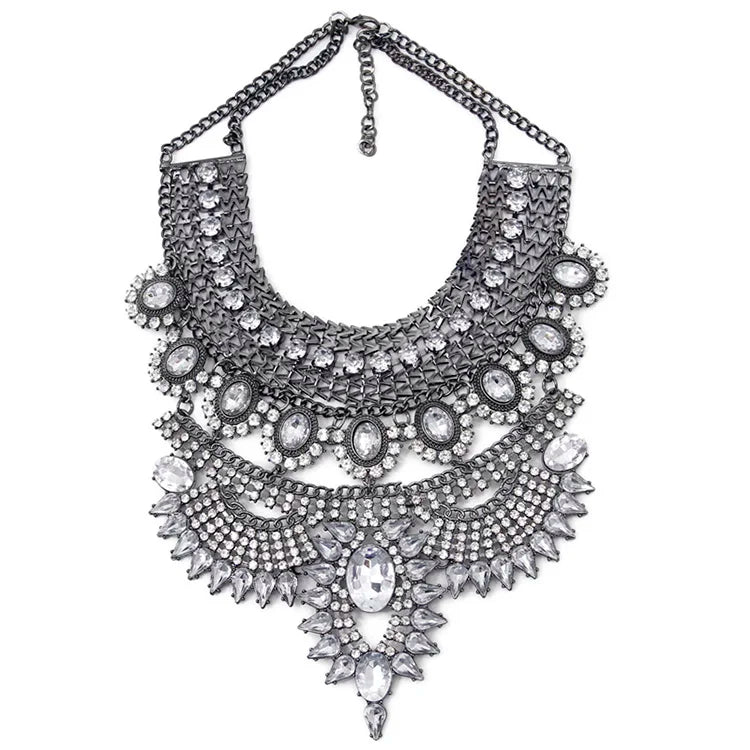 Silver Ethnic Coin Necklace – Boho Maxi Collar Jewelry for Women