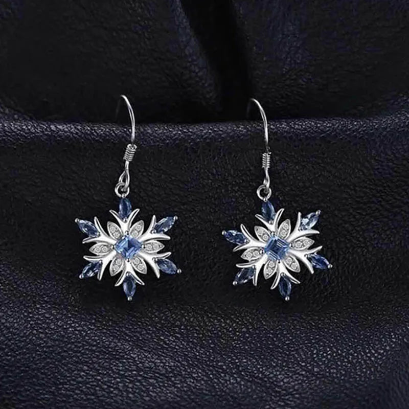 Aquamarine Snowflake Earrings | Fashion Jewelry for Women