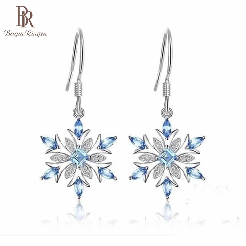 Aquamarine Snowflake Earrings | Fashion Jewelry for Women