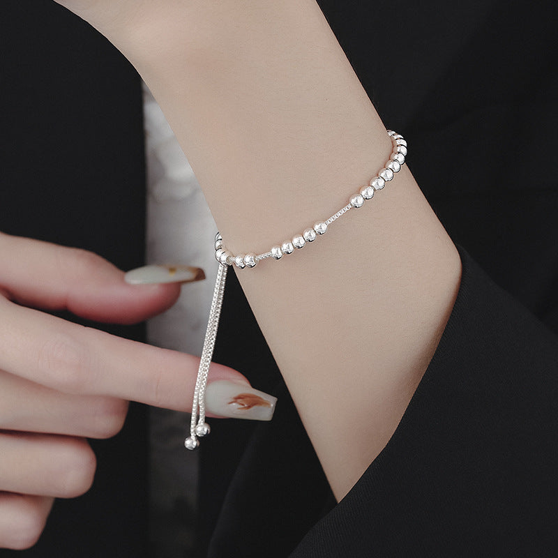 Elegant 925 Sterling Silver Beaded Bracelet | Unisex Adjustable Jewelry