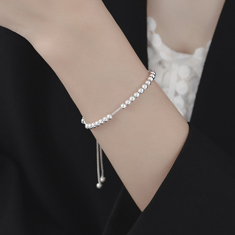 Elegant 925 Sterling Silver Beaded Bracelet | Unisex Adjustable Jewelry