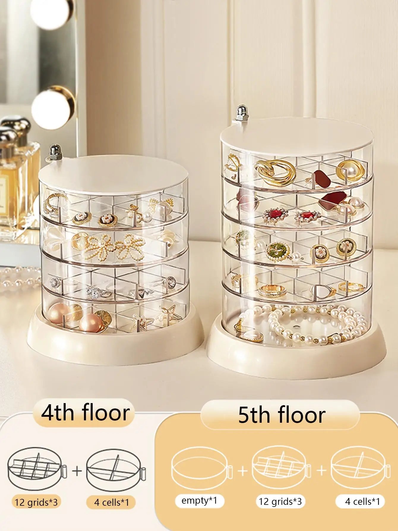 Transparent Rotating Jewelry Box | Multi-Layer Storage for Earrings & Necklaces