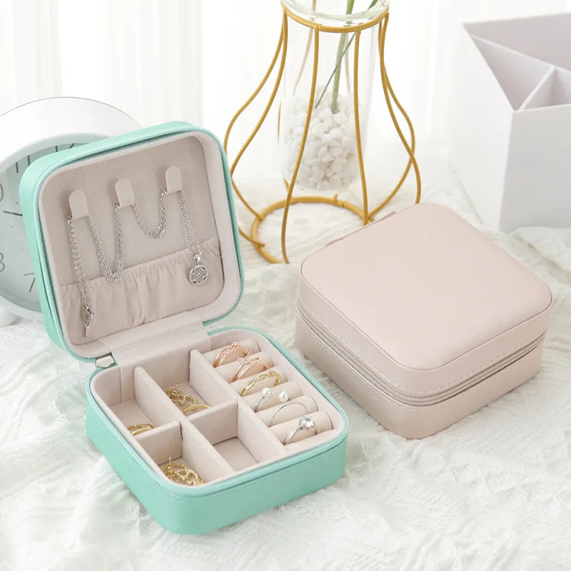 Compact Jewelry Organizer – Travel Storage Box with Zipper