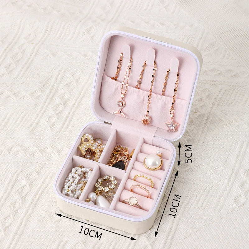 Compact Jewelry Organizer – Travel Storage Box with Zipper