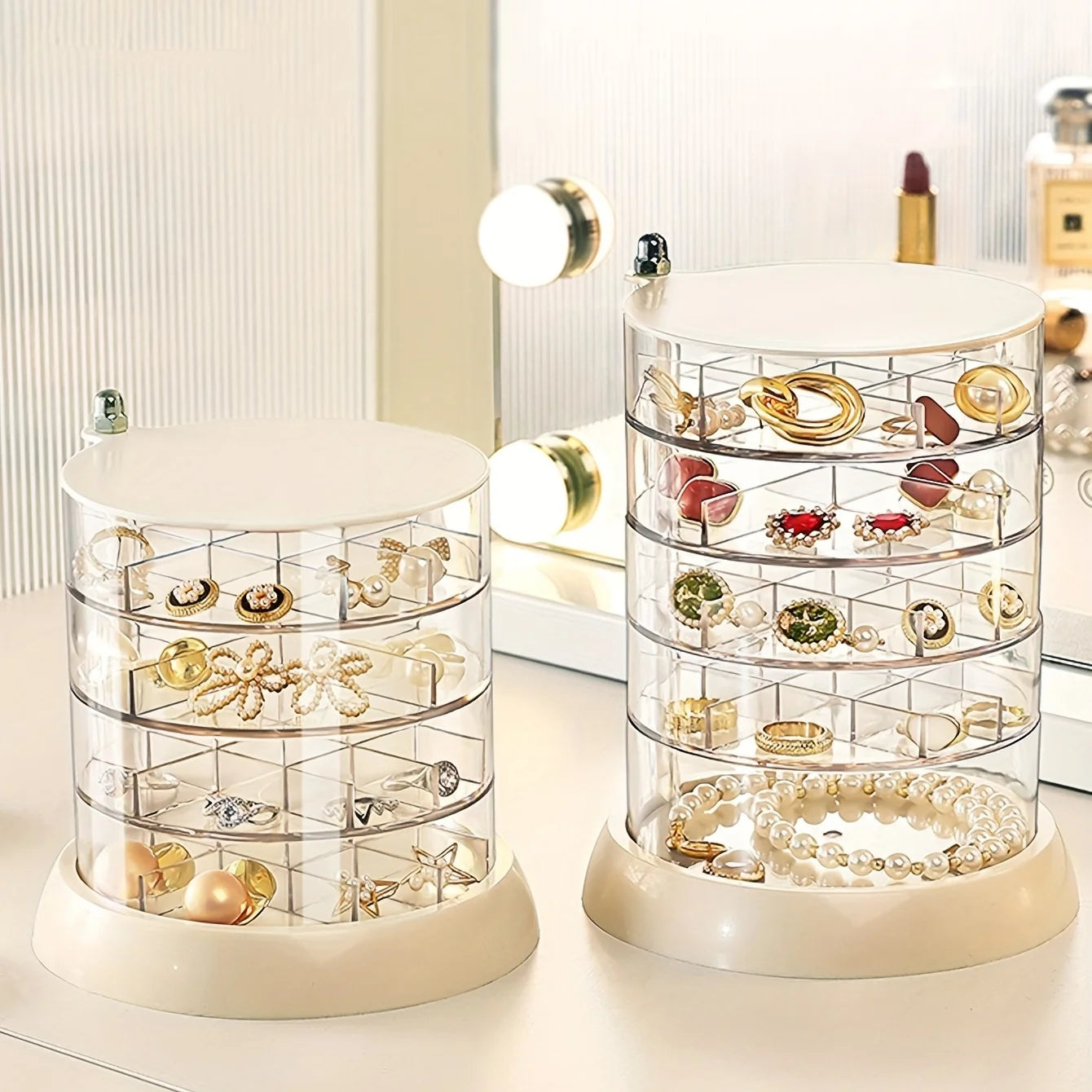 Transparent Rotating Jewelry Box | Multi-Layer Storage for Earrings & Necklaces
