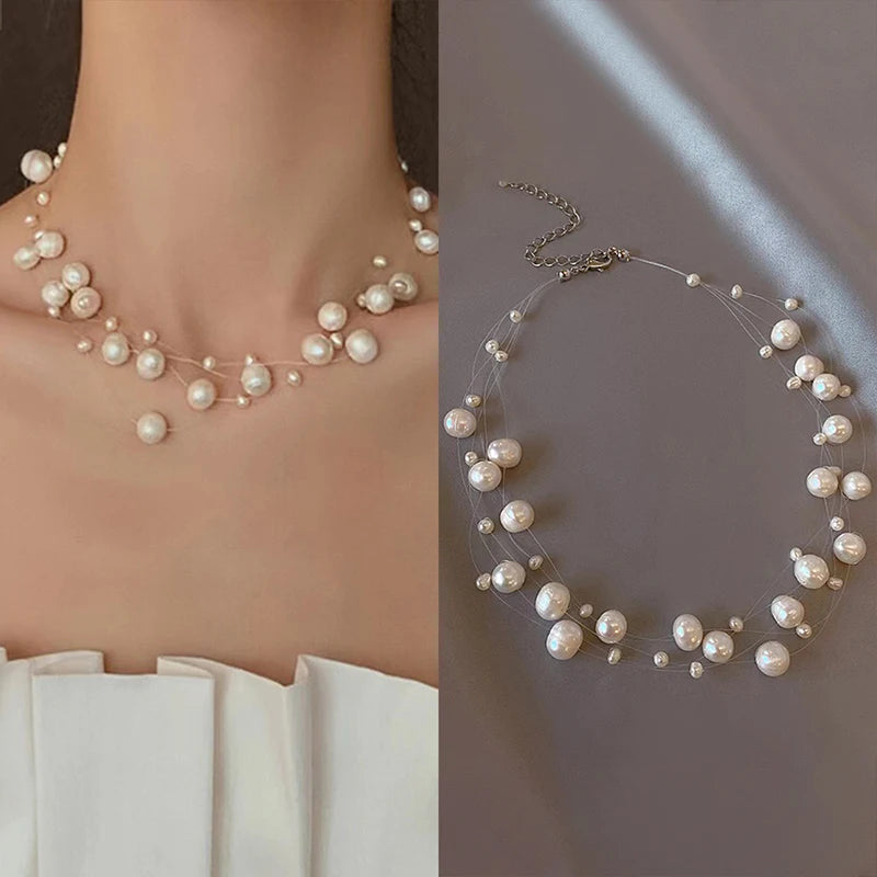 Women’s Multi-Layer Pearl Necklace | French-Inspired Fashion Jewelry