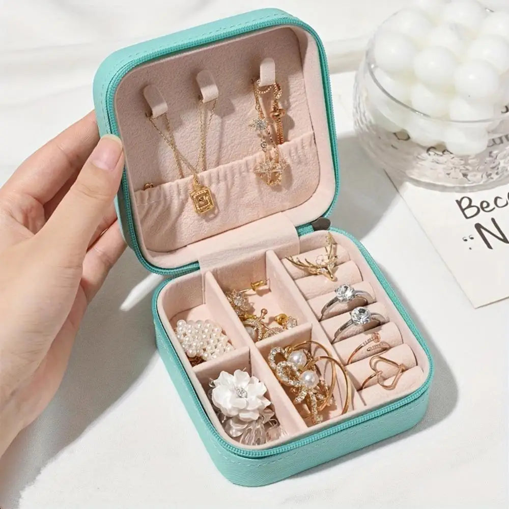 Mini Jewelry Box – Portable Travel Organizer for Earrings & Necklaces