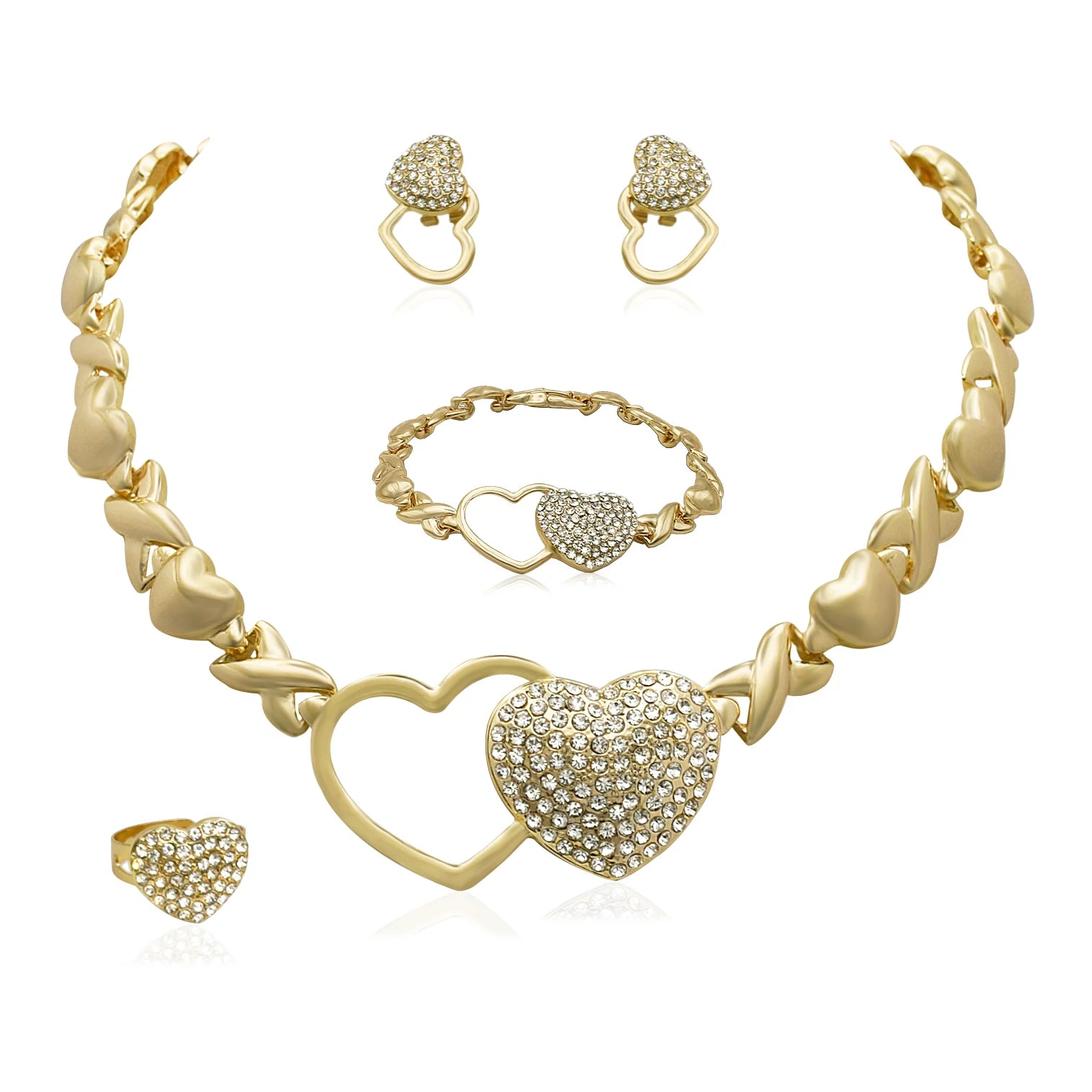 XOXO Heart Jewelry Set – Elegant Necklace & Earrings for Women