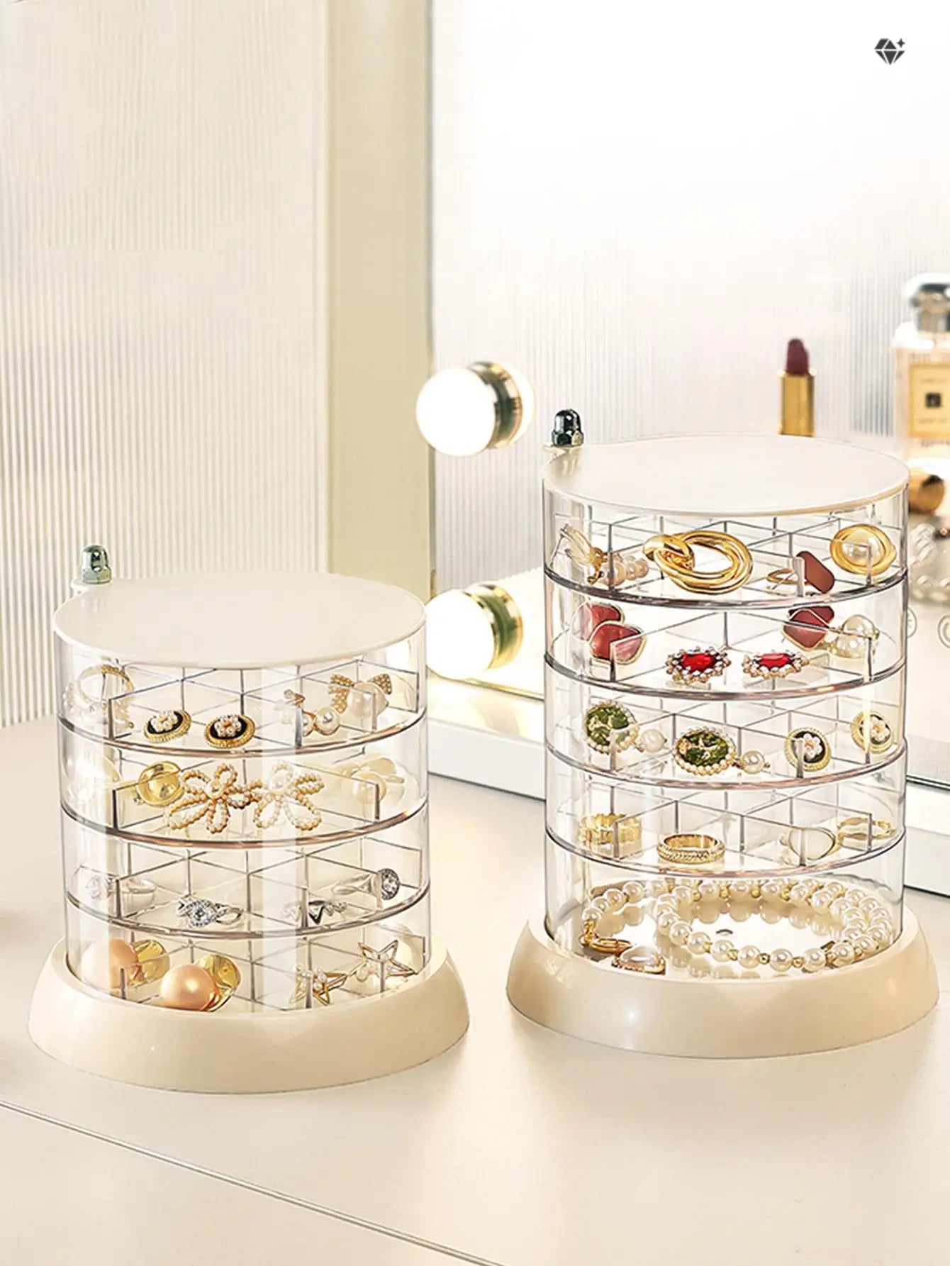 Transparent Rotating Jewelry Box | Multi-Layer Storage for Earrings & Necklaces