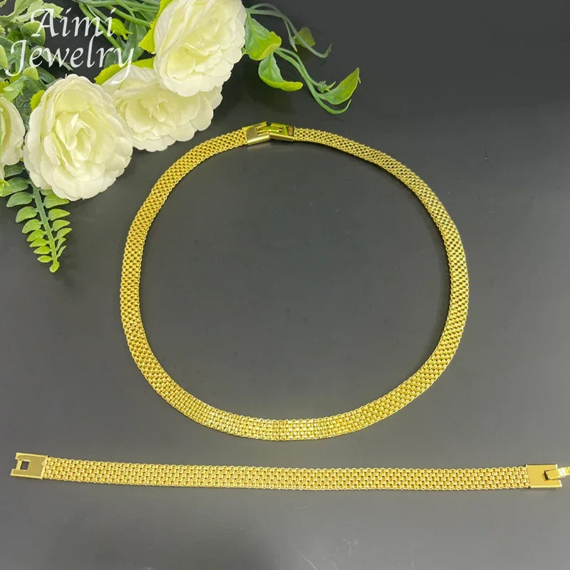 Italian Jewelry Set – 18K Gold Plated Necklace, Earrings & Bracelet