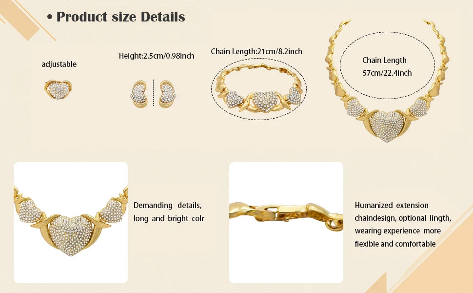 XOXO Heart Jewelry Set – Elegant Necklace & Earrings for Women