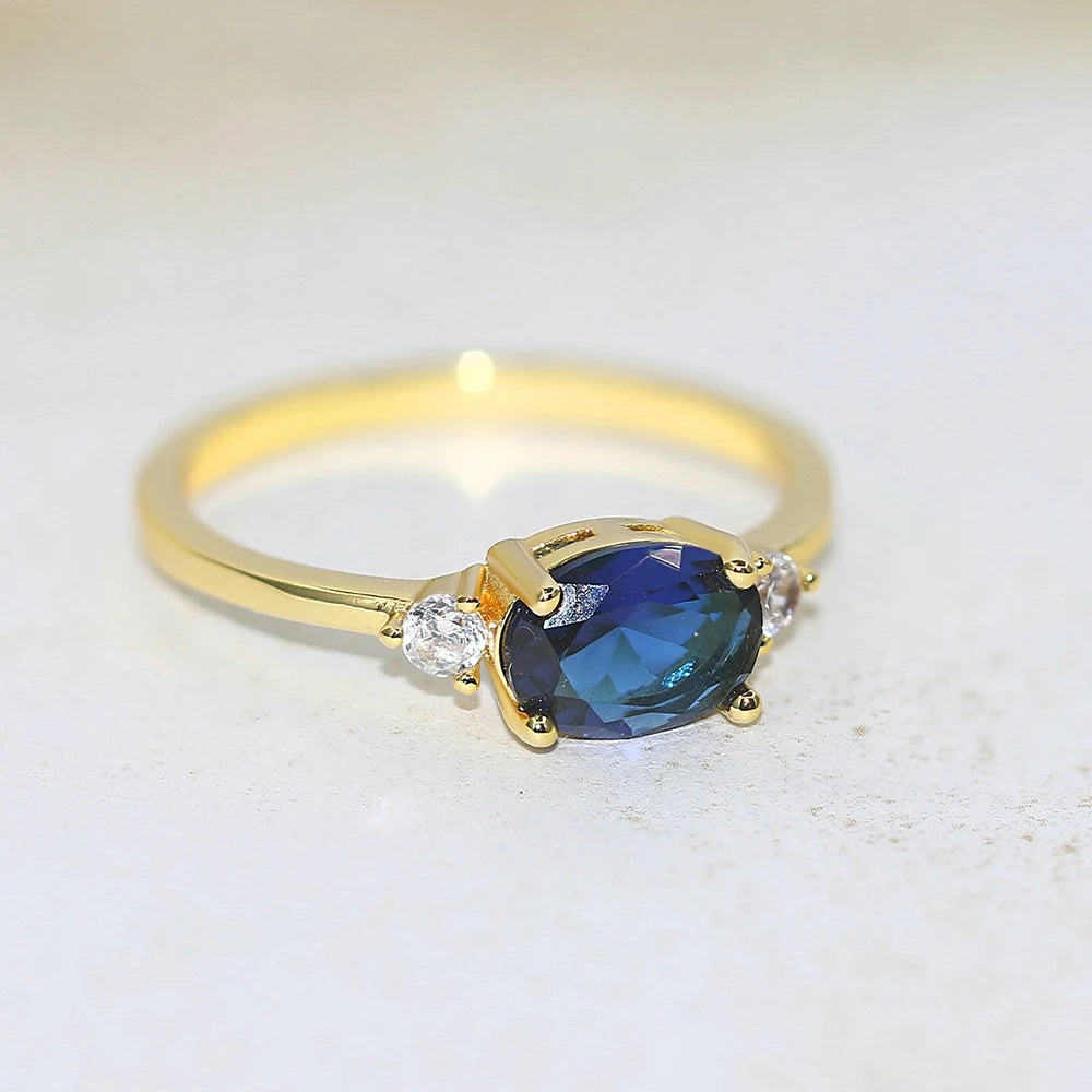 Light Gold Zircon Ring | Simple Oval Wedding & Friendship Jewelry