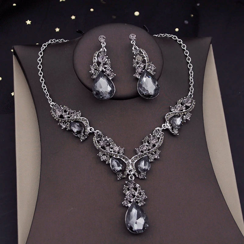 Crystal Choker Necklace & Earrings Set – Elegant Bridal & Party Jewelry