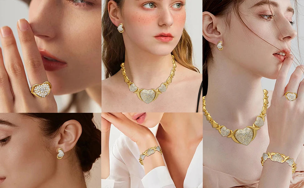 XOXO Heart Jewelry Set – Elegant Necklace & Earrings for Women