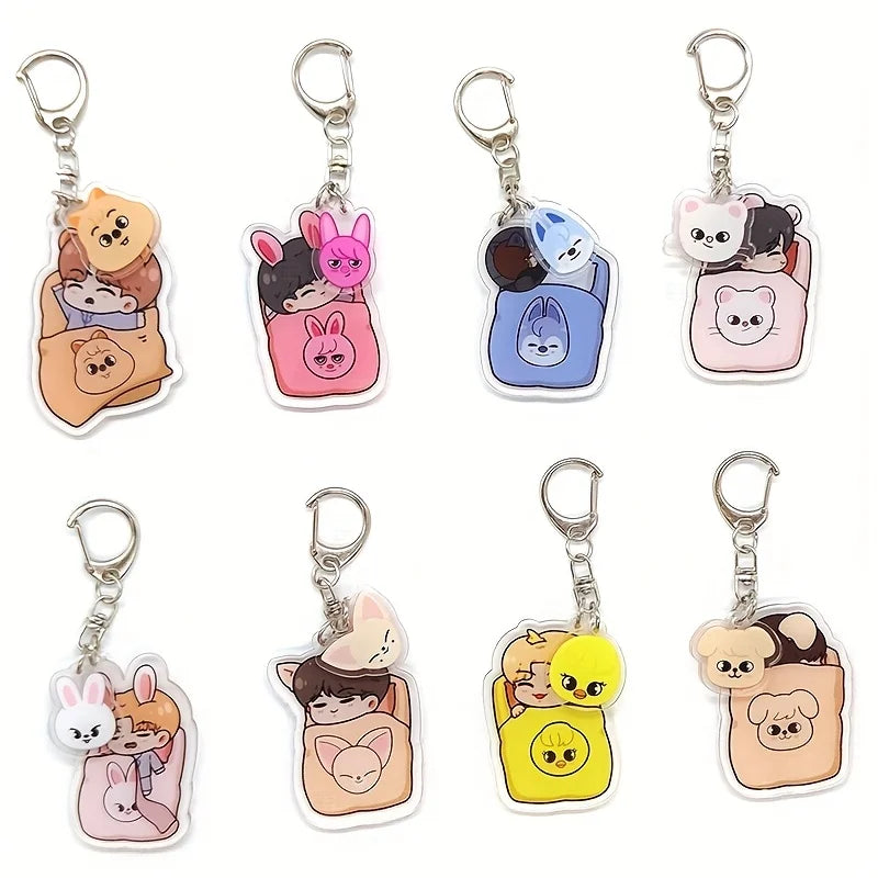 Acrylic KPOP Keychain Bundle – 8pcs Cute Bag Pendants