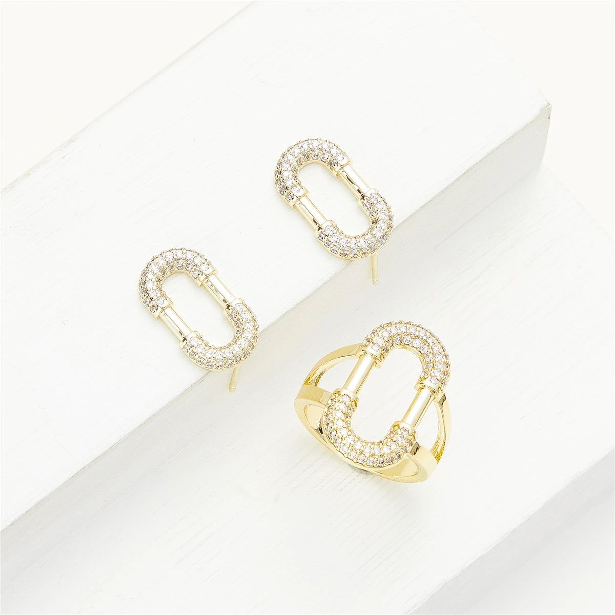 Elegant 14k Gold Jewelry Sets for Women – Necklace, Earrings, Ring & Bangle