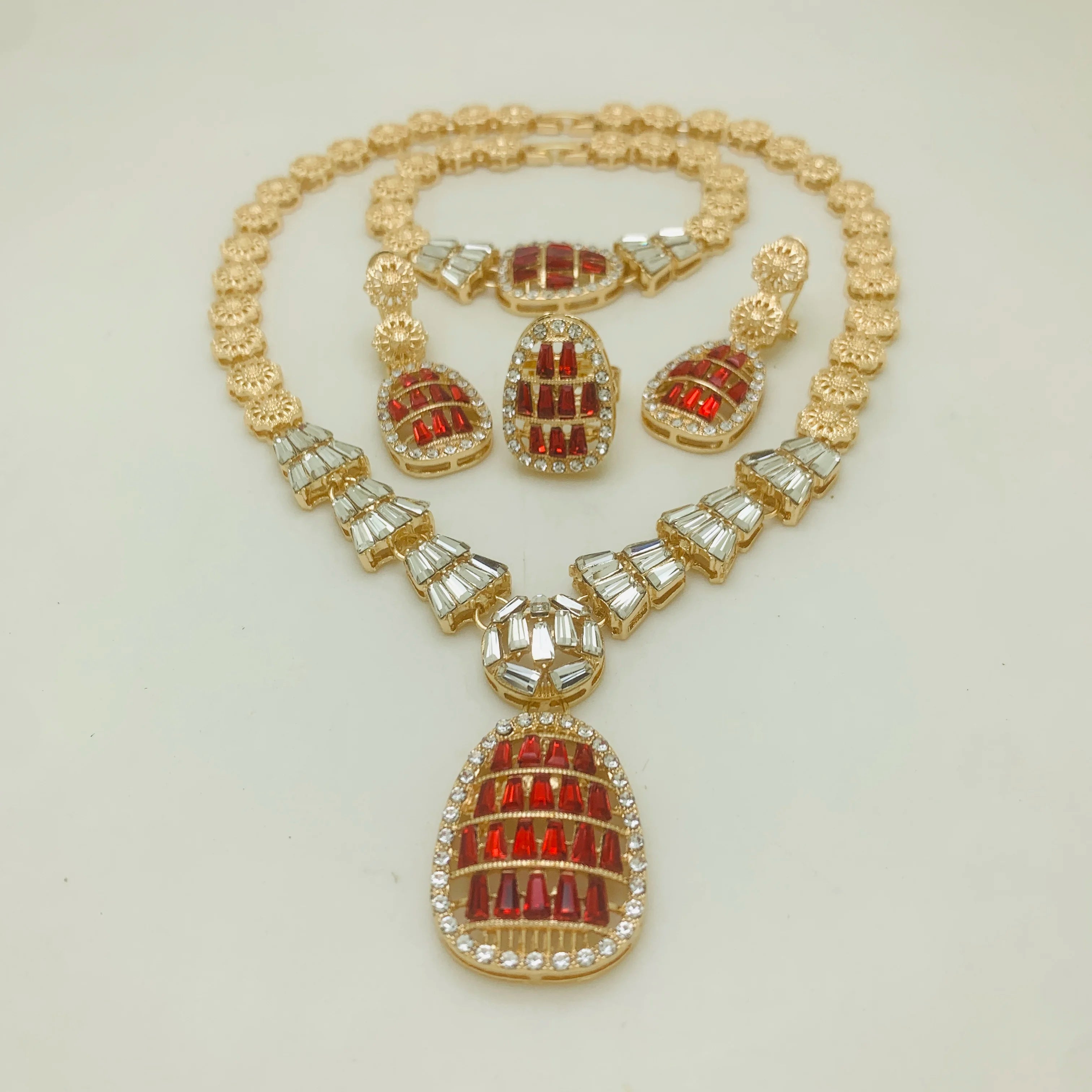 Gold Color Bridal Jewelry Set – Nigerian Wedding Necklace & Earrings