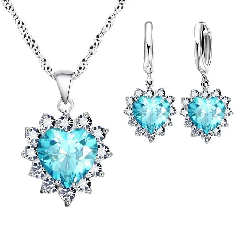 Elegant Bridal Heart Jewelry Set – Necklace & Earrings