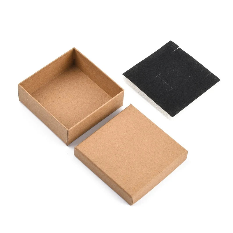 Square Jewelry Gift Boxes – 12pcs Tan Cardboard Ring Boxes (9x9x3cm)
