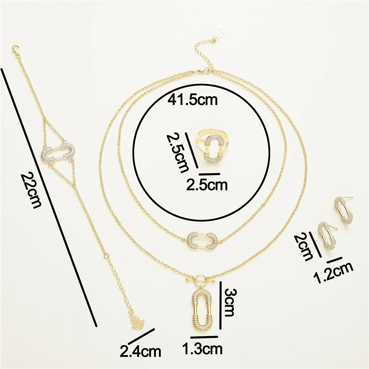 Elegant 14k Gold Jewelry Sets for Women – Necklace, Earrings, Ring & Bangle