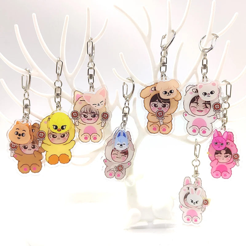 Acrylic KPOP Keychain Bundle – 8pcs Cute Bag Pendants