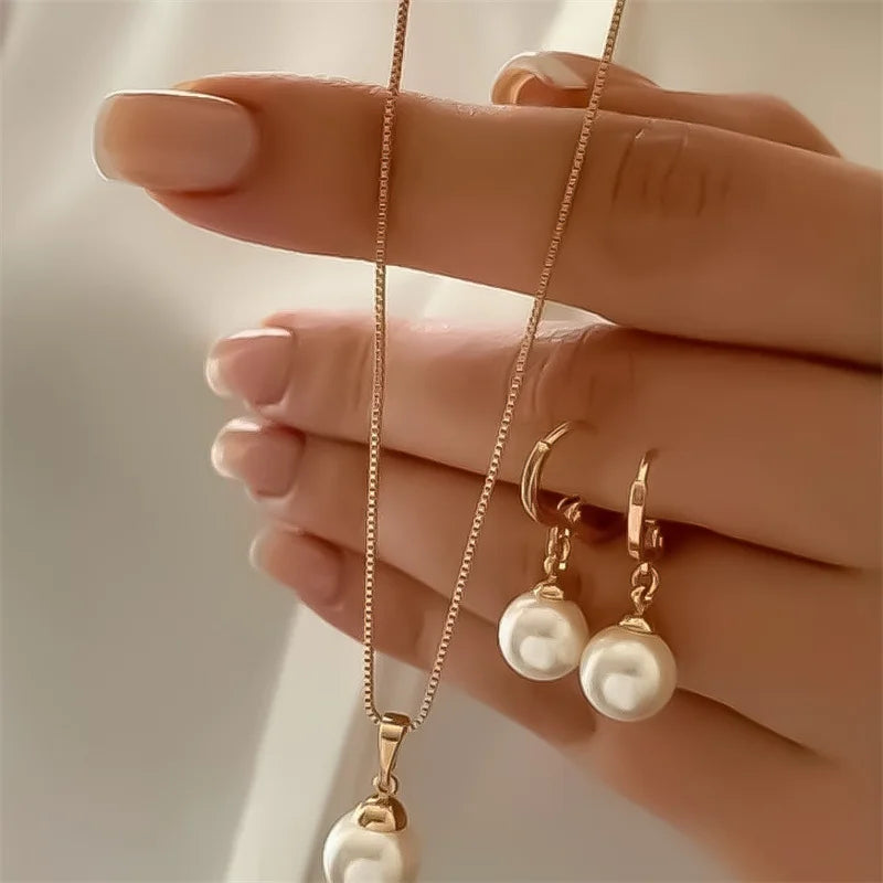 Exquisite Pearl Jewelry Set for Women – 3-Piece Bridal Accessories