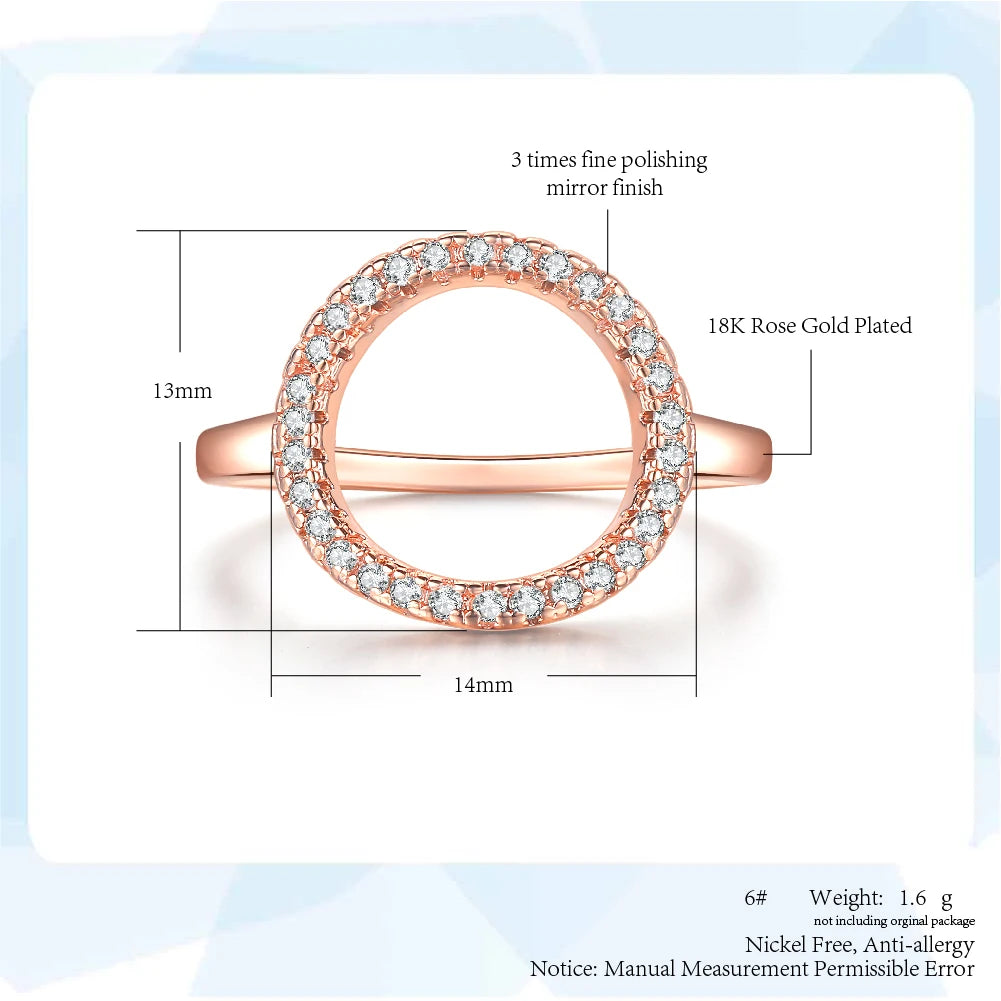 Rose & White Gold Circle Ring – Elegant Fashion Jewelry for Women