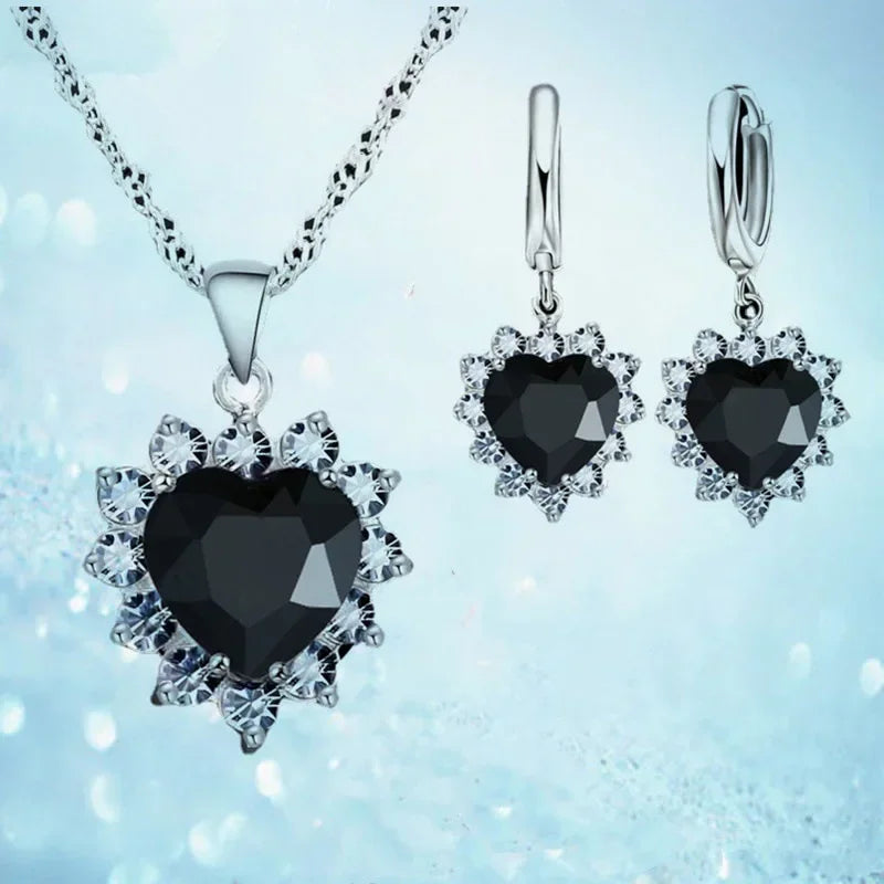 Elegant Bridal Heart Jewelry Set – Necklace & Earrings