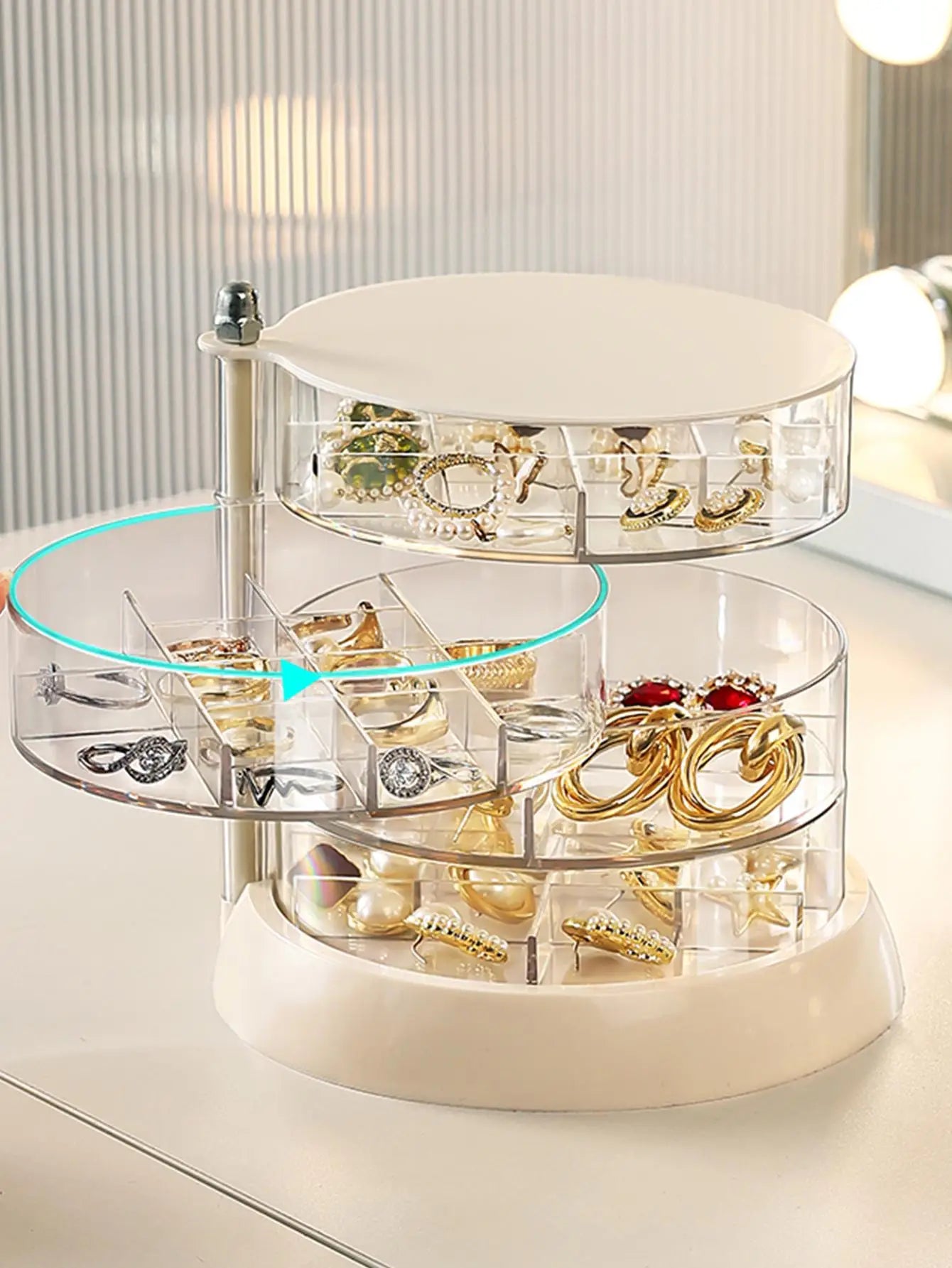 Transparent Rotating Jewelry Box | Multi-Layer Storage for Earrings & Necklaces