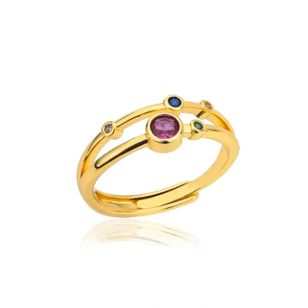 Women’s Adjustable Ring – Colorful Gold Stainless Steel Jewelry
