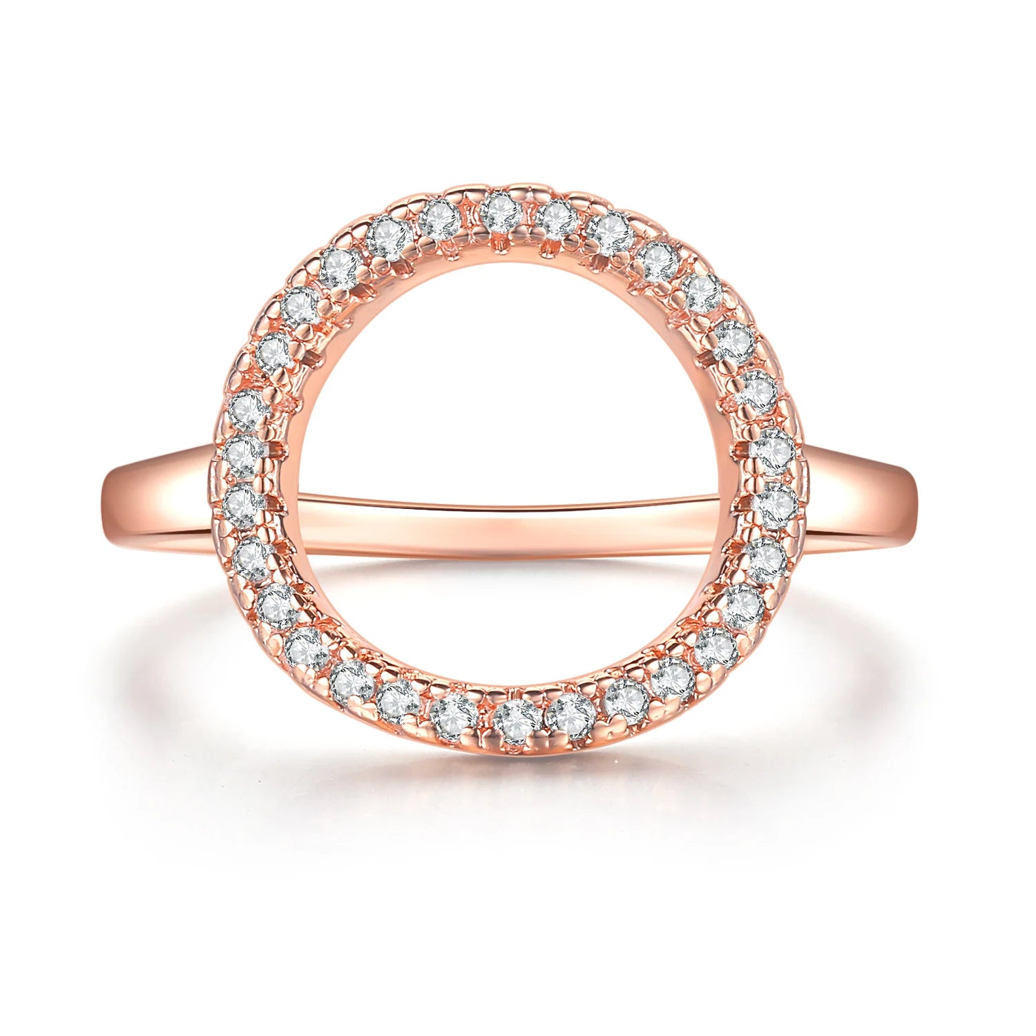 Rose & White Gold Circle Ring – Elegant Fashion Jewelry for Women