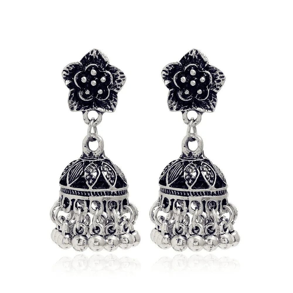 Indian Style Tassel Earrings | Retro Carved Bead Jhumka Jewelry