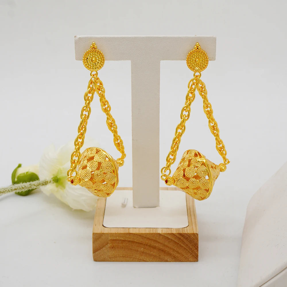 Luxury Dubai Bridal Jewelry Set – Gold Color Necklace & Earrings for Weddings 2025