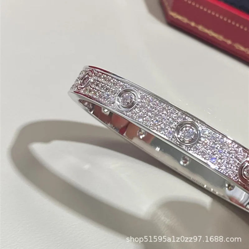 18K Gold Plated Bracelet Ring – 3-Row Zircon Encrusted Bangle