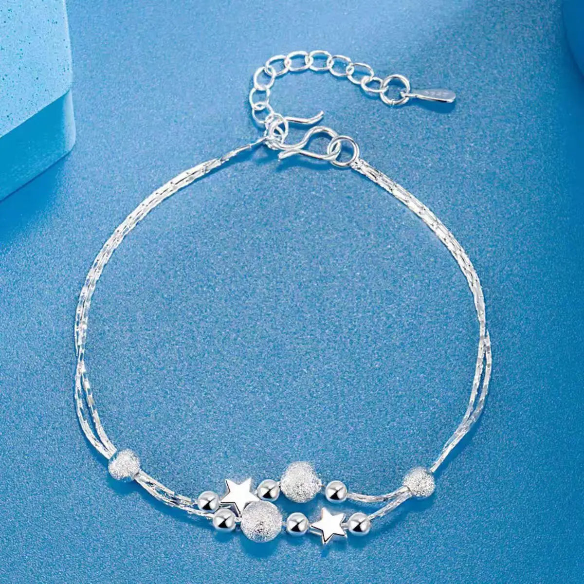 Elegant 925 Sterling Silver Beaded Bracelet | Unisex Adjustable Jewelry