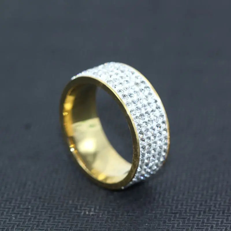 Silver & Gold Zircon Ring – Elegant Round Engagement & Wedding Jewelry