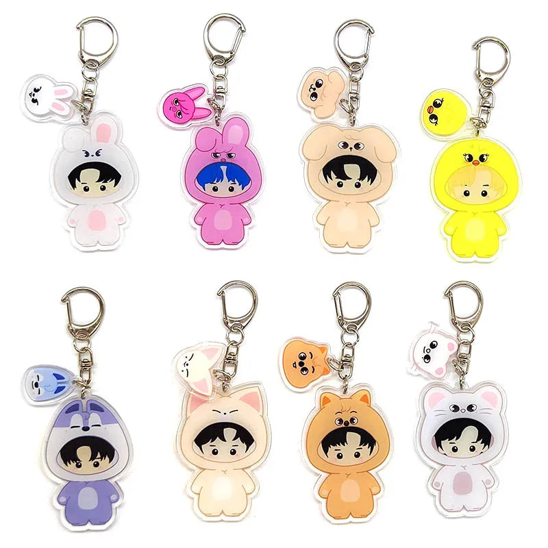 Acrylic KPOP Keychain Bundle – 8pcs Cute Bag Pendants