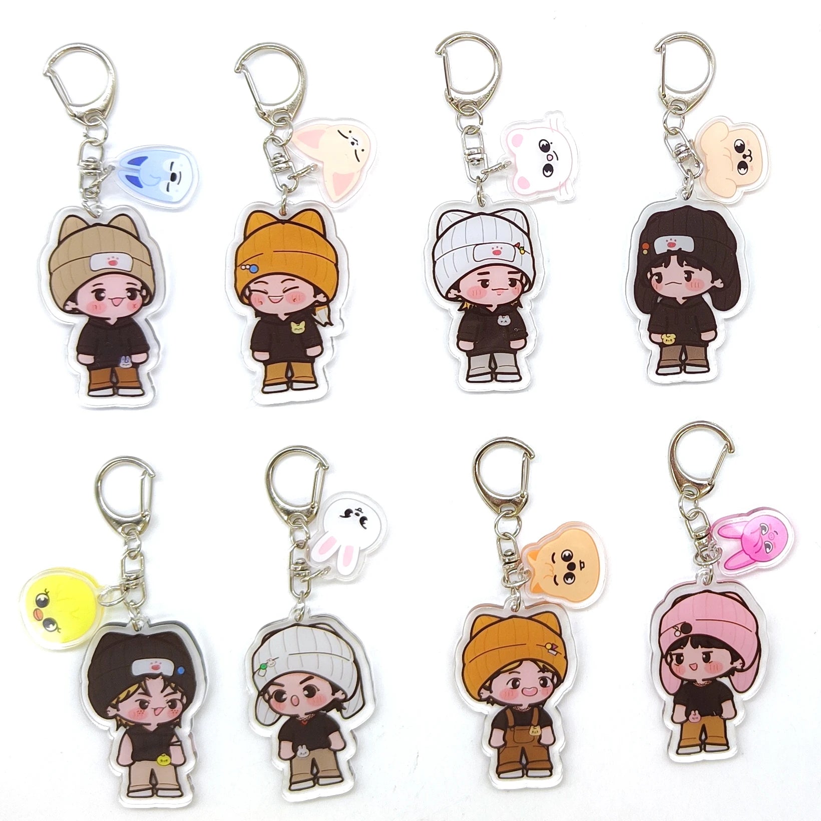 Acrylic KPOP Keychain Bundle – 8pcs Cute Bag Pendants