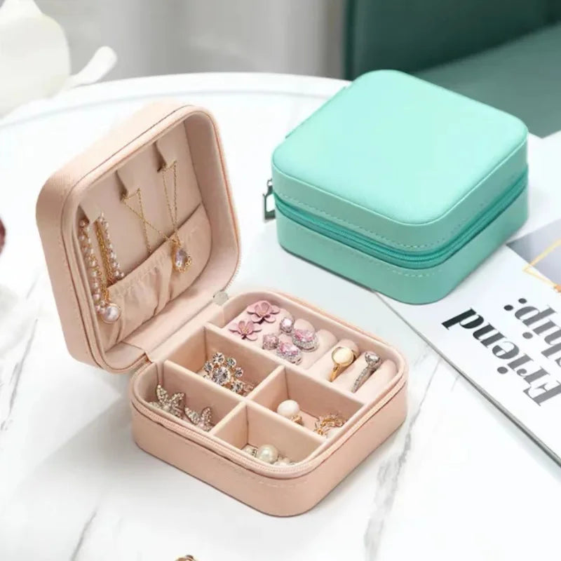 Compact Jewelry Organizer – Travel Storage Box with Zipper