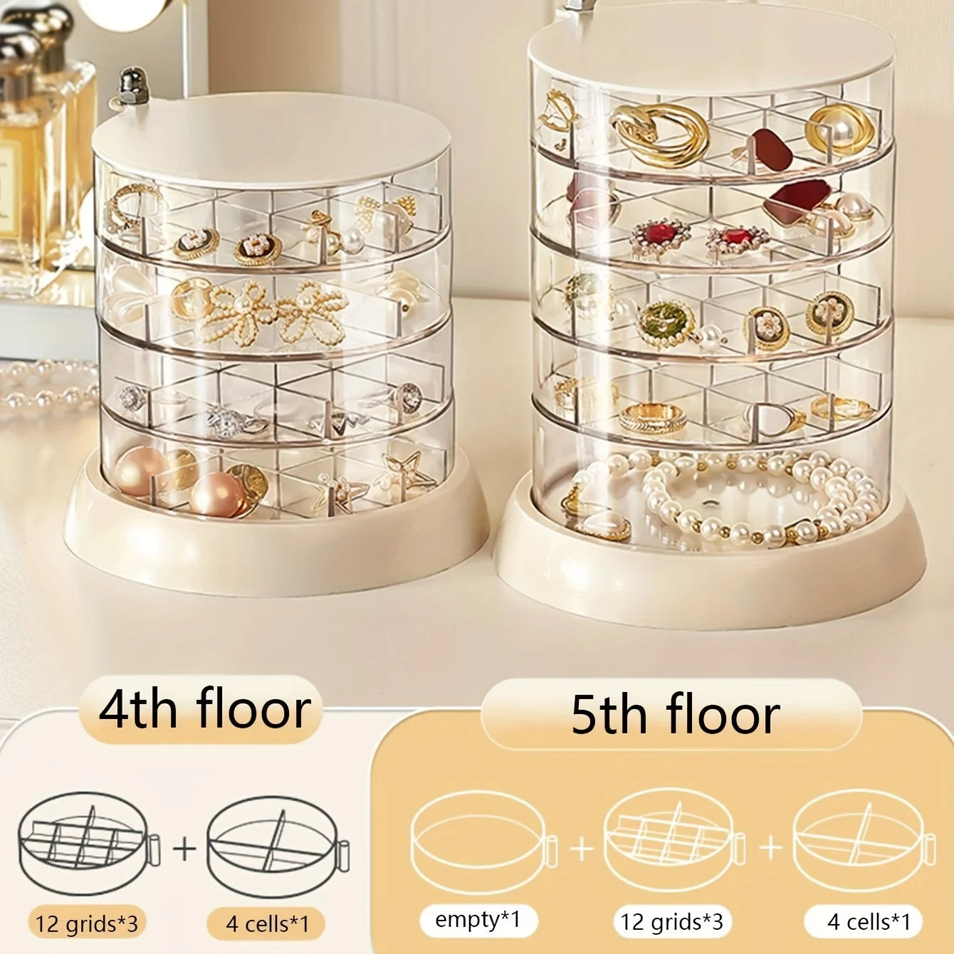 Transparent Rotating Jewelry Box | Multi-Layer Storage for Earrings & Necklaces