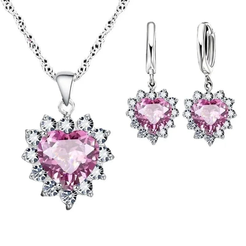 Elegant Bridal Heart Jewelry Set – Necklace & Earrings