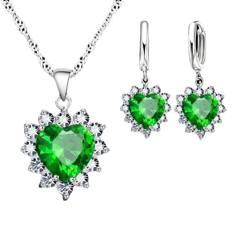 Elegant Bridal Heart Jewelry Set – Necklace & Earrings