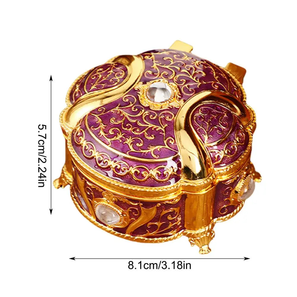 Vintage Metal Jewelry Box – Elegant Organizer Case for Women