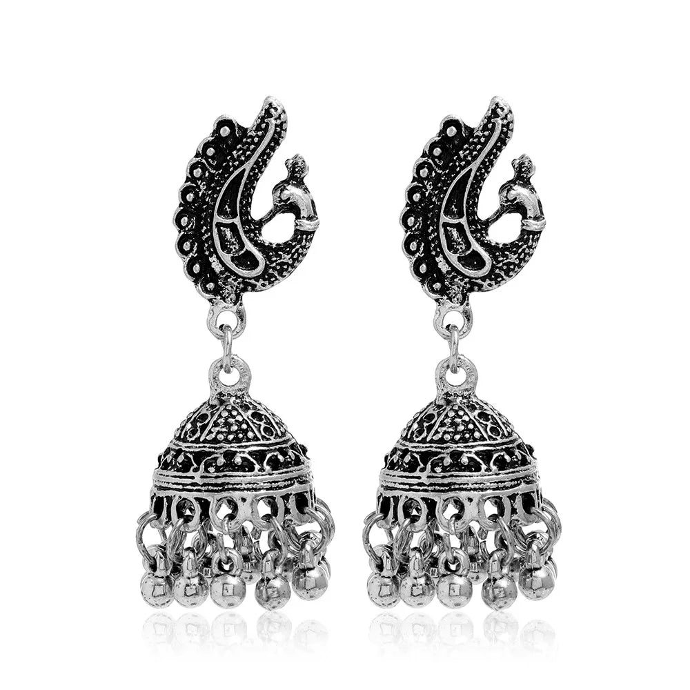 Indian Style Tassel Earrings | Retro Carved Bead Jhumka Jewelry