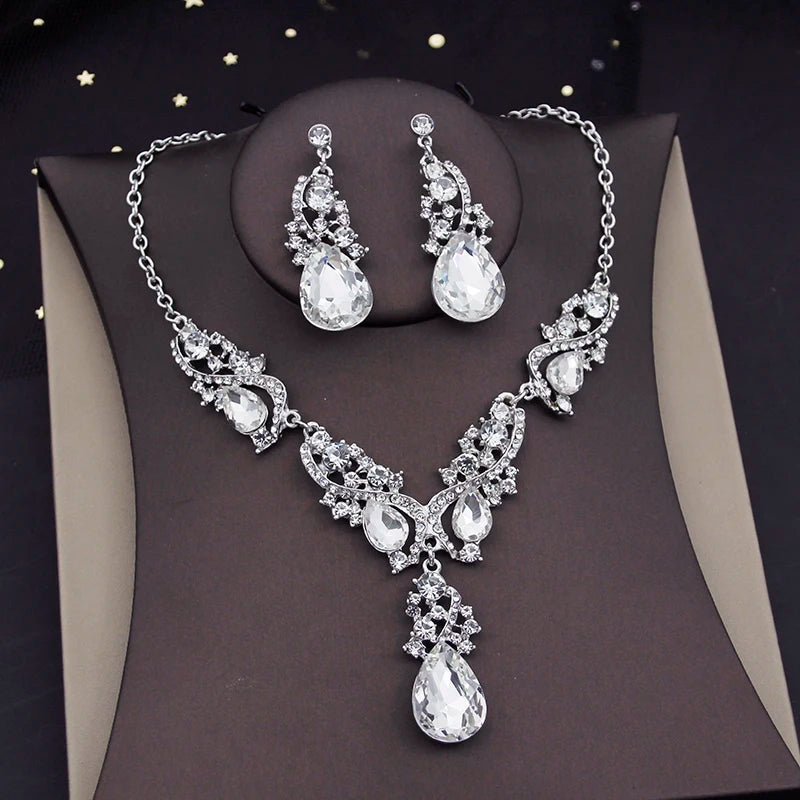 Crystal Choker Necklace & Earrings Set – Elegant Bridal & Party Jewelry